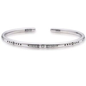 Men’s Unisex Engraved 925 Sterling Silver Cuff Bracelet, 65mm Adjustable‎